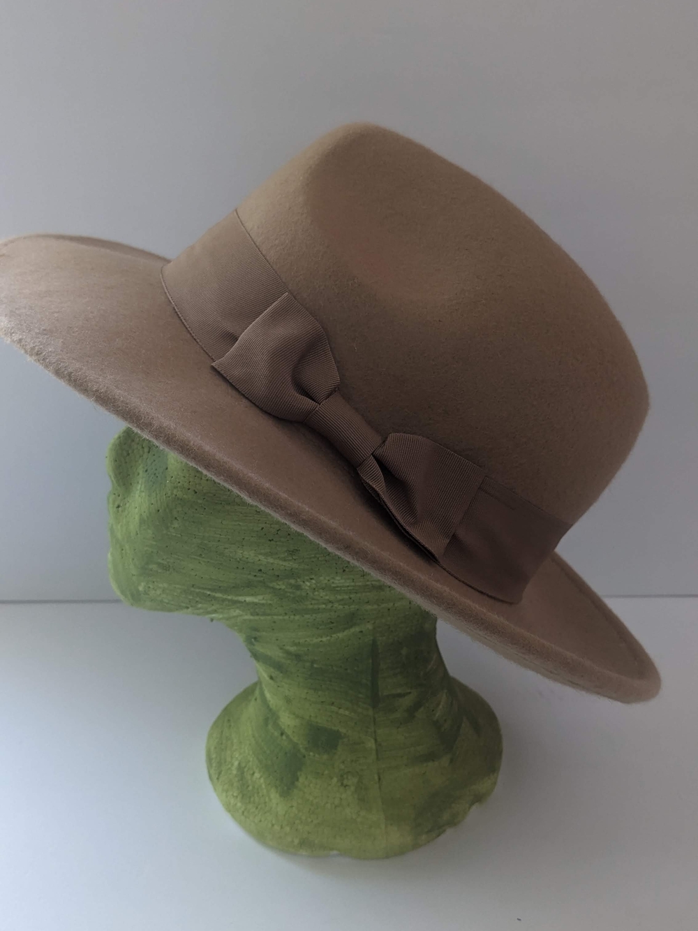 POL Tan Wool Felt Rancher Hat with Grosgrain Band